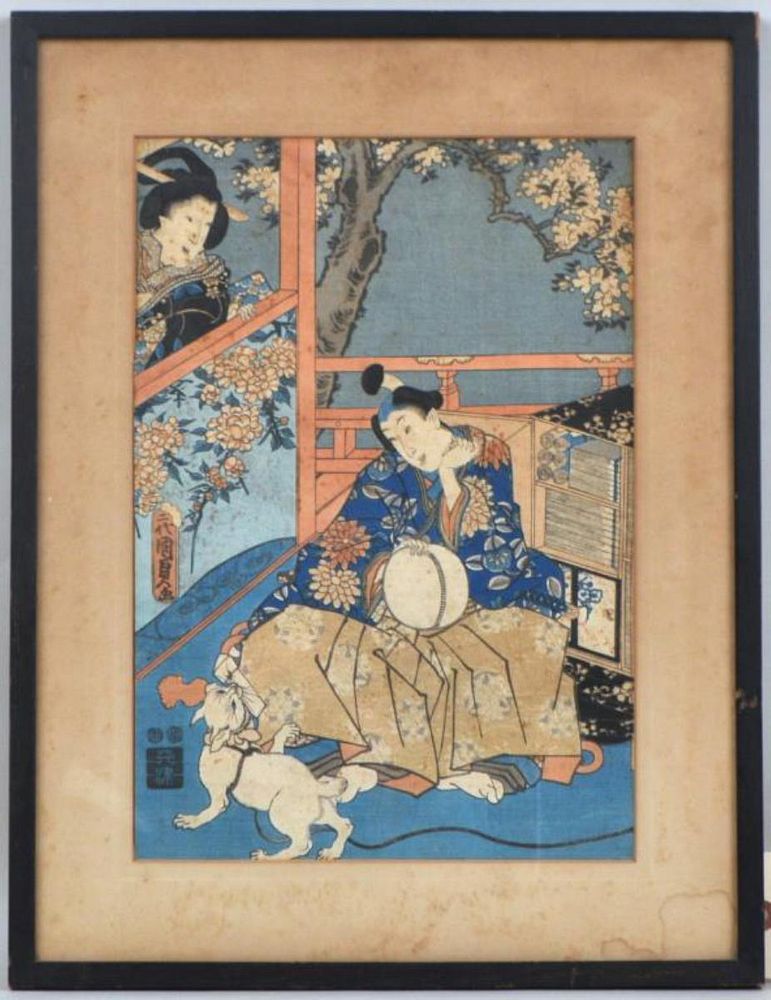 Appraisal: Framed Japanese Woodblock Print by Utagawa Kunisada II - Kashiwagi