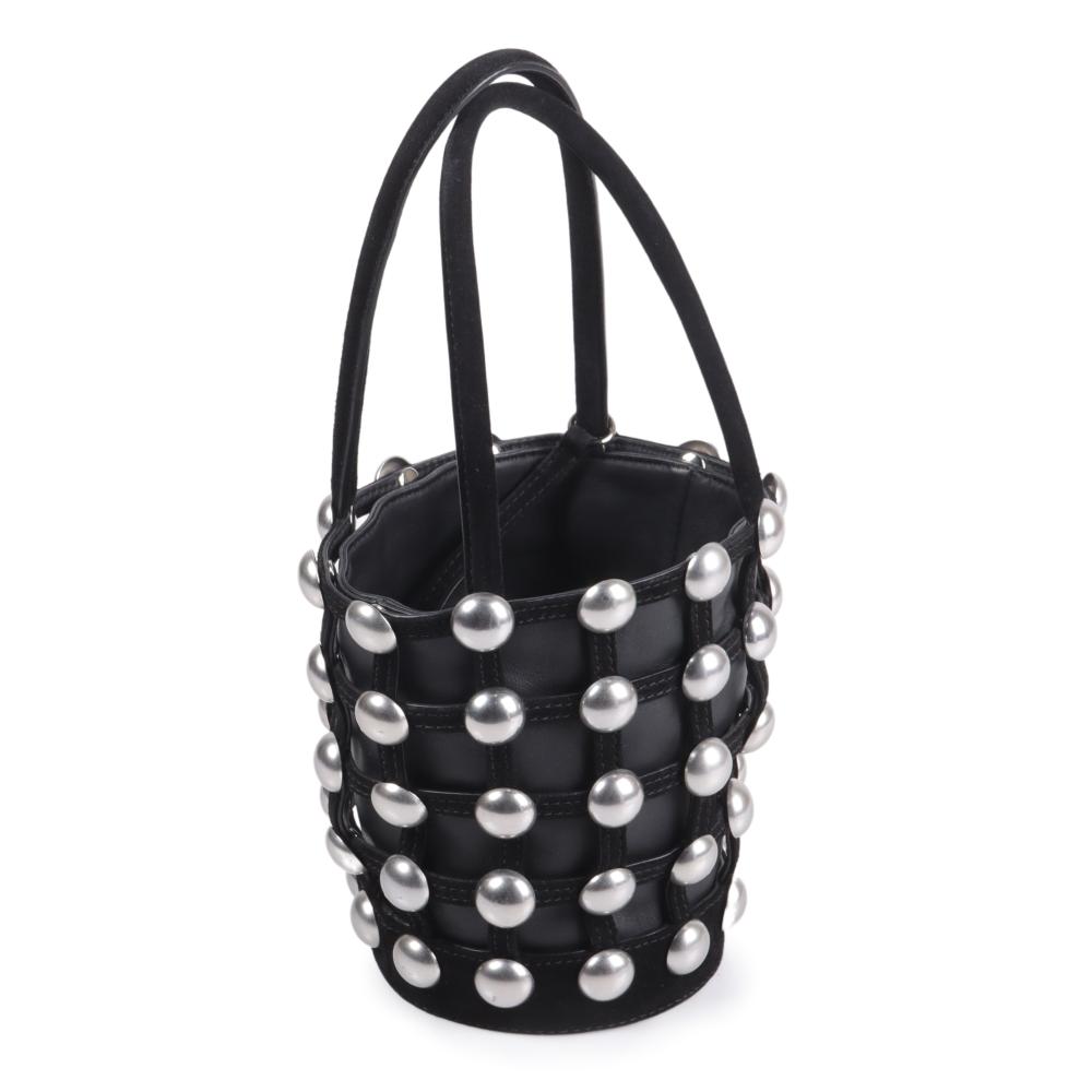 Appraisal: Alexander Wang studded black leather bucket bag with suede trim