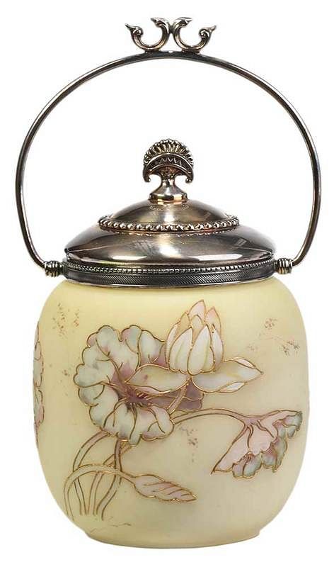 Appraisal: Mount Washington Crown Milano Cracker Jar American th century pale