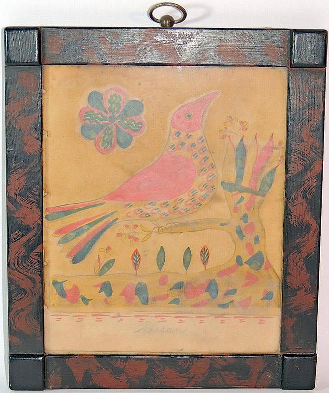 Appraisal: Grouping of Ellinger Watercolor and Hinsch Fraktur Grouping to include