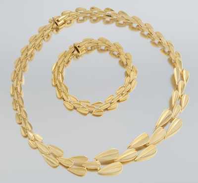 Appraisal: An k Gold Necklace and Matching Bracelet k yellow gold