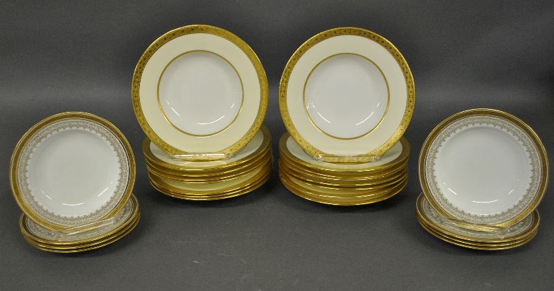 Appraisal: - Set of sixteen Minton soup plates with gilt rims