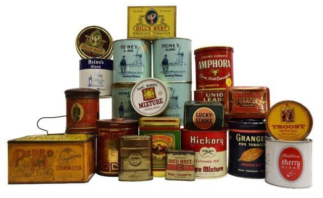 Appraisal: lot Collection of antique and vintage metal tins pertaining to