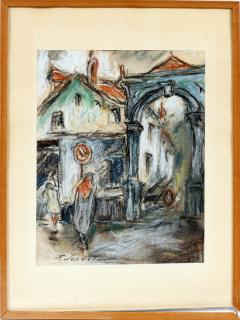 Appraisal: F JORWITZ PASTEL STREET SCENE F JORWITZ PASTEL STREET SCENE