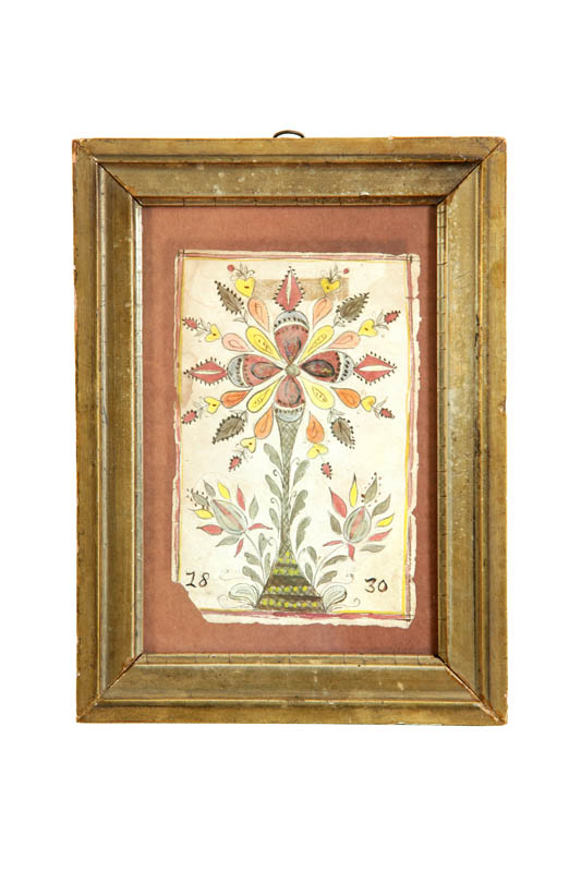 Appraisal: BOOKPLATE American watercolor and graphite on paper Stylized flower dated