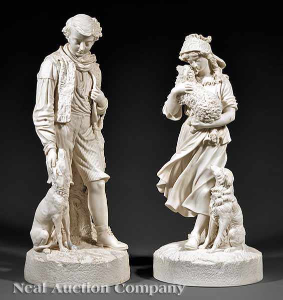 Appraisal: A Pair of Parian Porcelain Figures th c one of