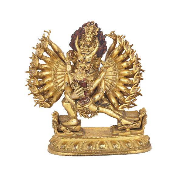 Appraisal: Gilt Bronze Figure of Yamantaka and Consort Sino-Tibetan th Century