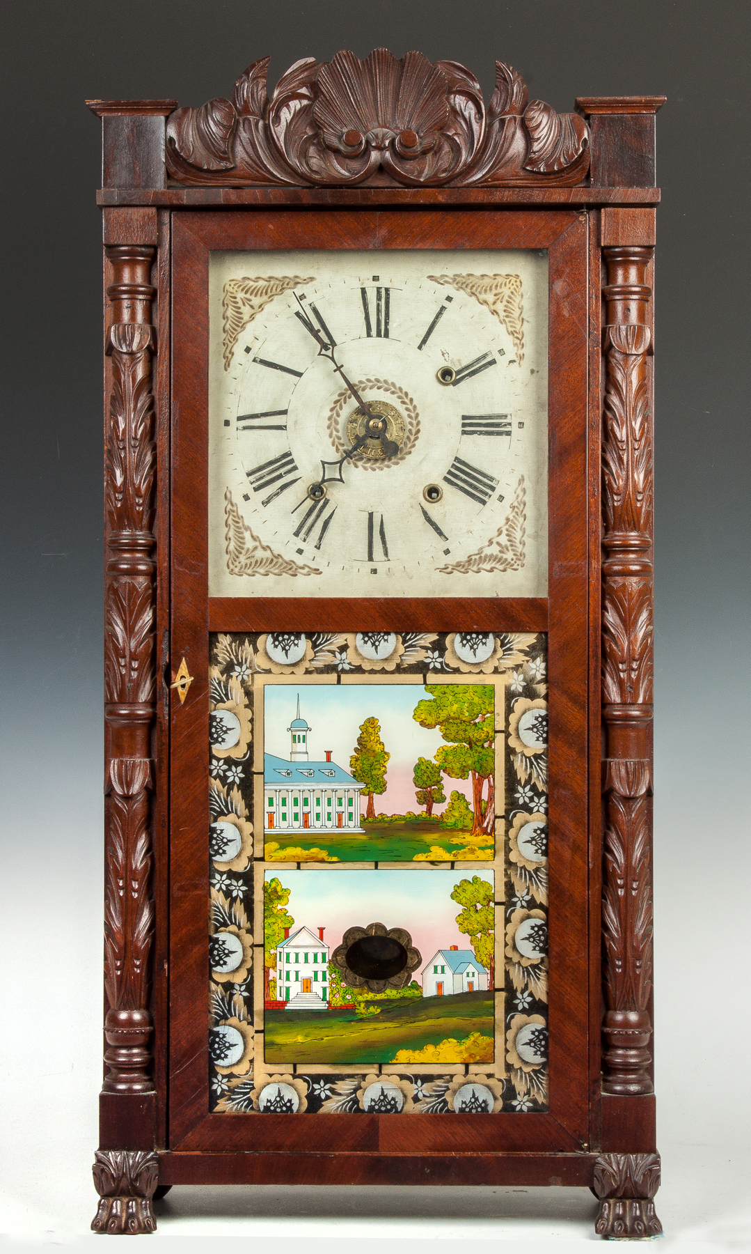 Appraisal: Chauncey Bordman Wells Shelf Clock Bristol CT Mahogany case with