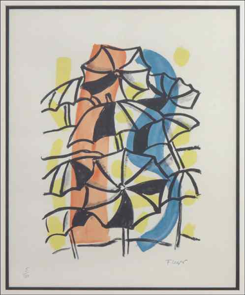 Appraisal: AFTER FERNAND LEGER THE SINGER Color lithograph c stamped signature