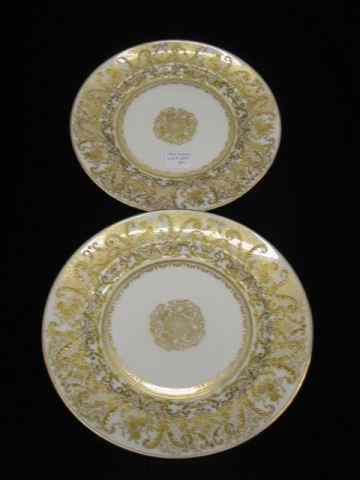 Appraisal: Pair of Royal Doulton China Plates elaborate raised goldwork circa