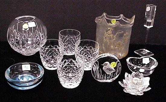 Appraisal: Eleven pieces of signed glass including a Waterford round vase