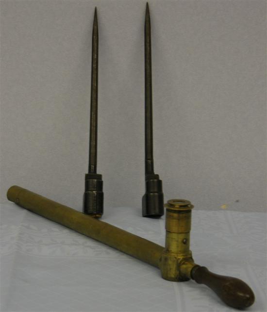 Appraisal: st World War Brass trench periscope with wooden handle and