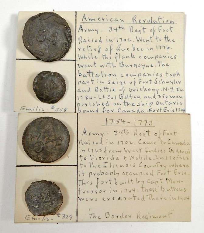 Appraisal: Four th Regiment of Foot Buttons England C - A