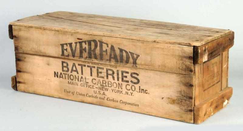 Appraisal: Wooden Eveready Batteries Box Condition Excellent Size x