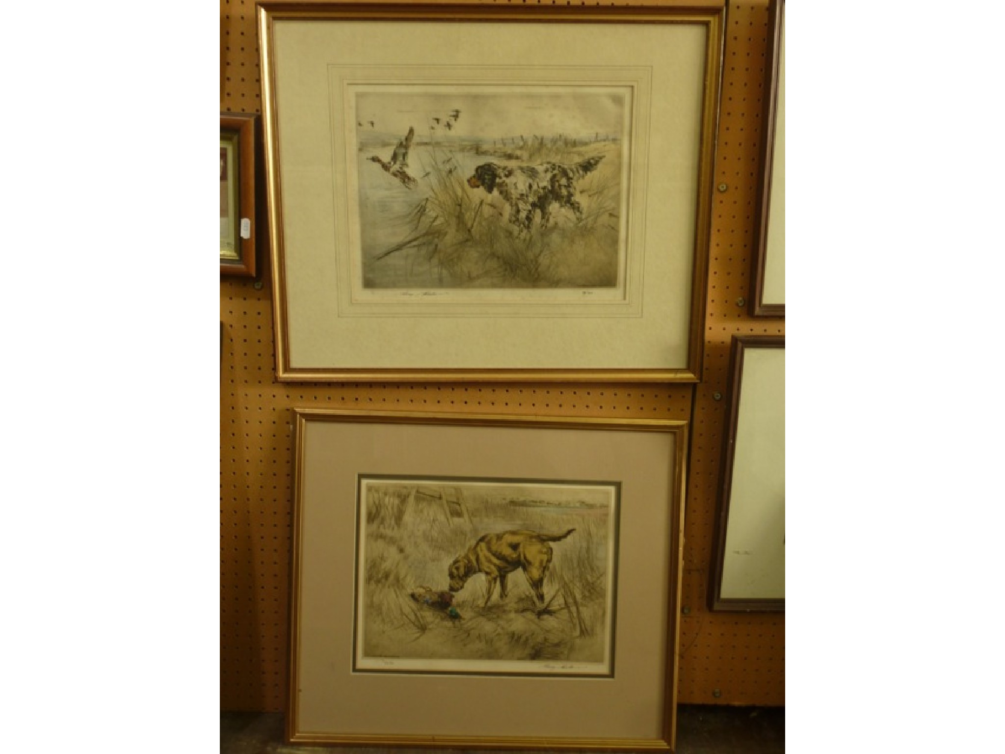 Appraisal: A pair of signed coloured limited edition etchings by Henry