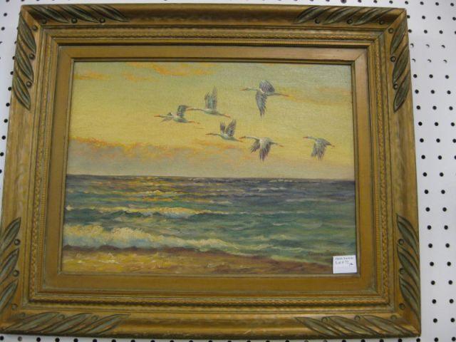 Appraisal: Pair of James Pearson Oil Paintings In Flight Flight Formation