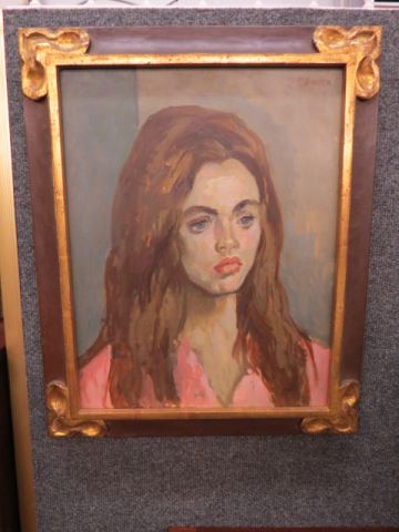 Appraisal: Moses Soyer oil portrait of a young girl on canvas