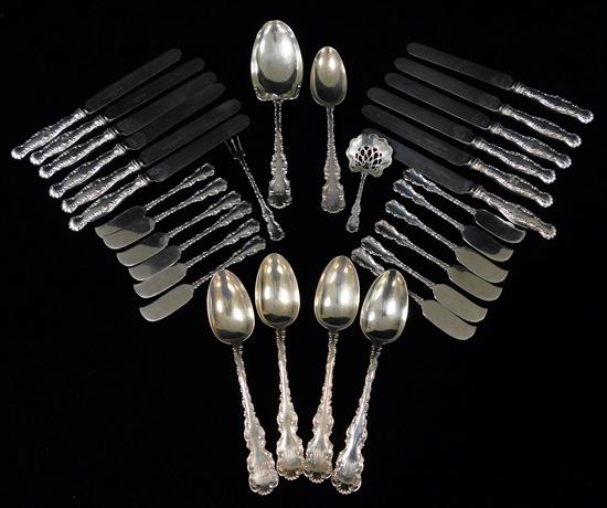 Appraisal: SILVER Whiting Louis XV sterling silver flatware and servingware thirty-two