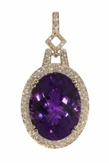 Appraisal: Amethyst diamond and k yellow gold pendant Amethyst diamond and