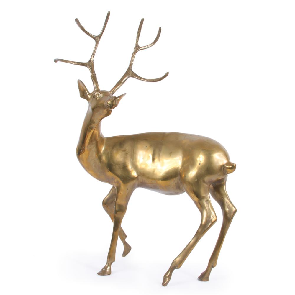 Appraisal: LARGE FLOOR STANDING BRASS FIGURE OF A DEER BUCK STAG