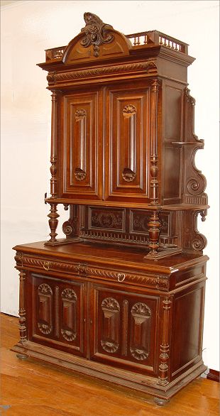 Appraisal: FRENCH RENAISSANCE WALNUT COURT CUPBOARD Lovely dark stained wood with