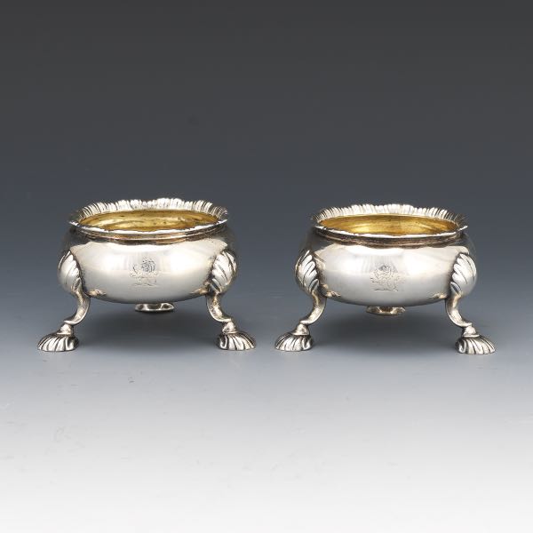 Appraisal: ENGLISH GEORGE III PAIR OF GOLD WASHED STERLING SILVER ARMORIAL