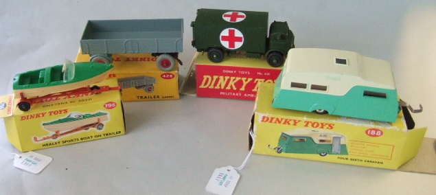 Appraisal: Three Dinky vehicles four berth caravan military ambulance and Trailer