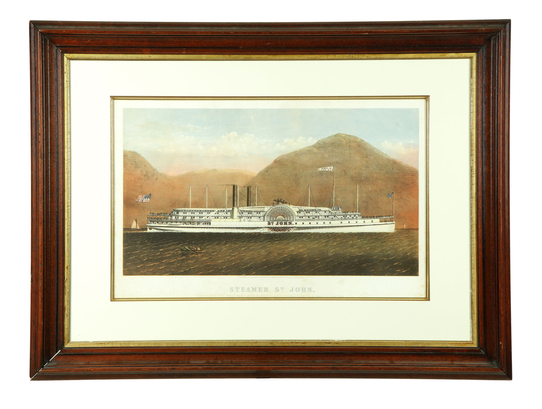 Appraisal: STEAMER ST JOHN PRINT Second half- th century Chromolithograph on