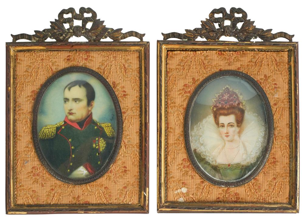 Appraisal: TWO FRAMED PORTRAIT MINIATURESthe first depicting Napoleon I signed Dupre