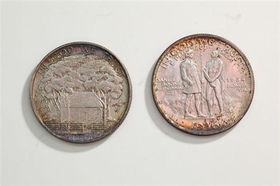 Appraisal: TWO SILVER HALF-DOLLARS Grant Memorial And Daniel Boone