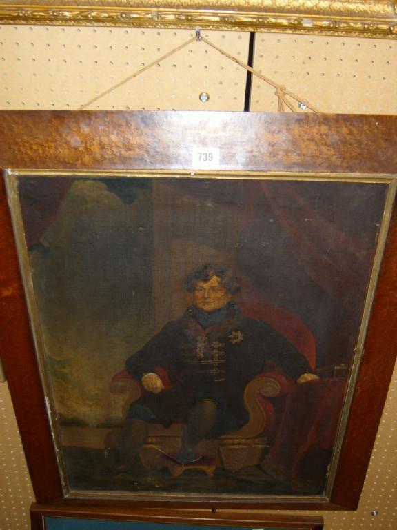 Appraisal: A portrait of the Prince Regent full length seated pose