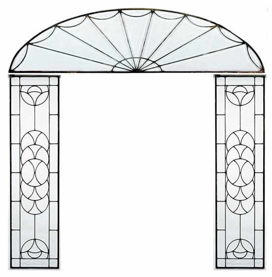 Appraisal: Leaded glass entryway surround early th century arching leaded glass