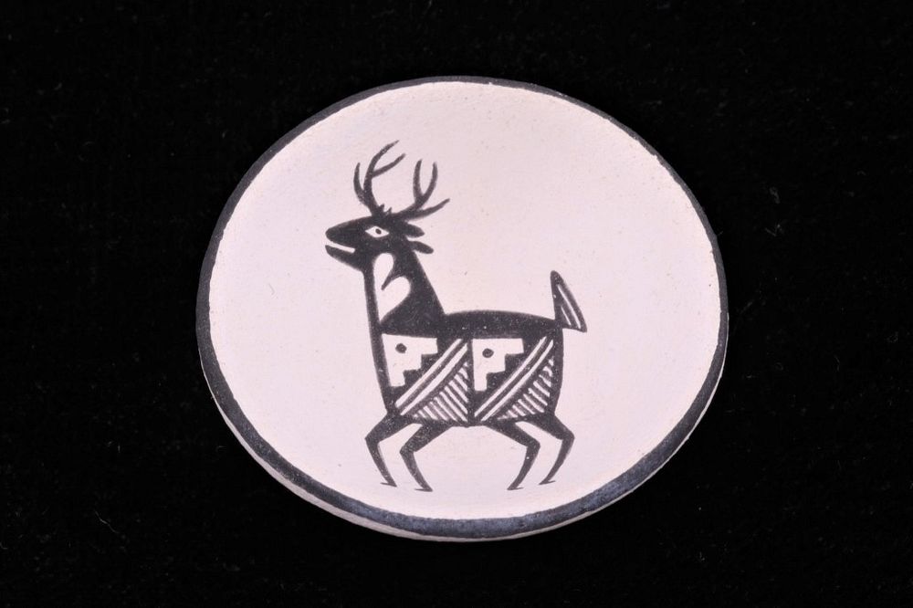 Appraisal: Acoma Pueblo D Reano Deer Micro Pottery Plate Featured in