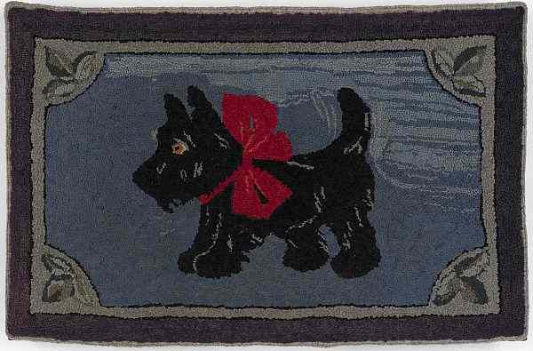 Appraisal: American hooked rug of a Scottie dog th c x