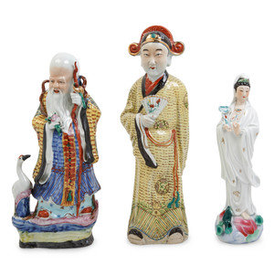 Appraisal: Three Chinese Famille Rose Porcelain Figures of Immortals the first