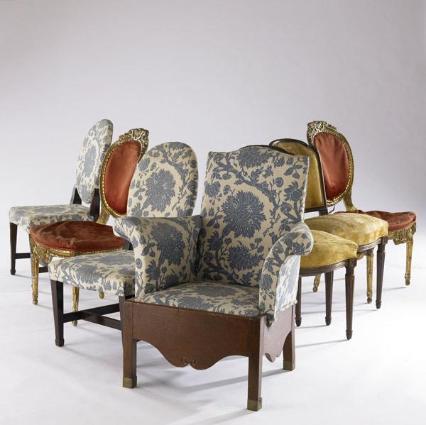 Appraisal: SEVEN ENGLISH CHAIRS Various upholstery all th C Largest x