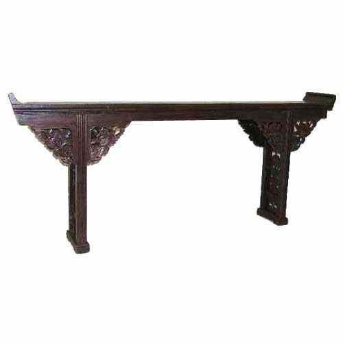 Appraisal: A Chinese Shandong Elm Recessed Trestle-Leg Altar Table circa having