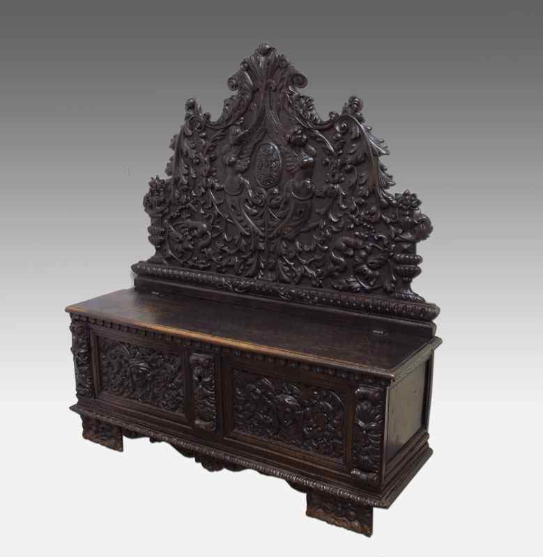 Appraisal: A FINE ITALIAN CARVED WALNUT CASSONE th Century richly carved