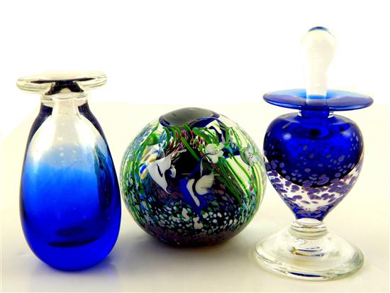 Appraisal: Hand-blown glass three pieces all signed C Savoie bud vase