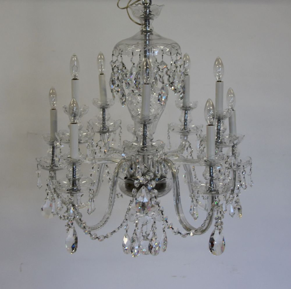 Appraisal: Attributed To Waterford Cut Glass Chandelier Nice large size from