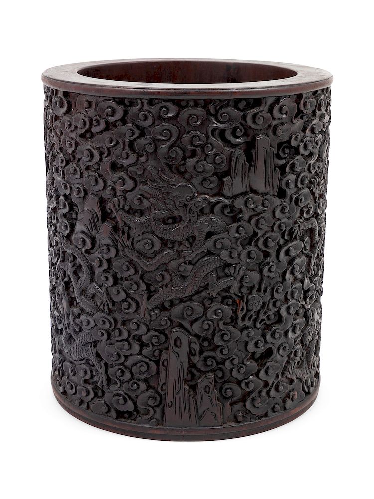 Appraisal: A Chinese Hardwood Scroll Pot Height in cm A Chinese