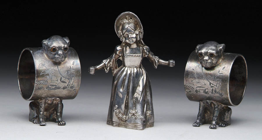 Appraisal: SILVER PLATED LOT Lot consists of a pair of figural