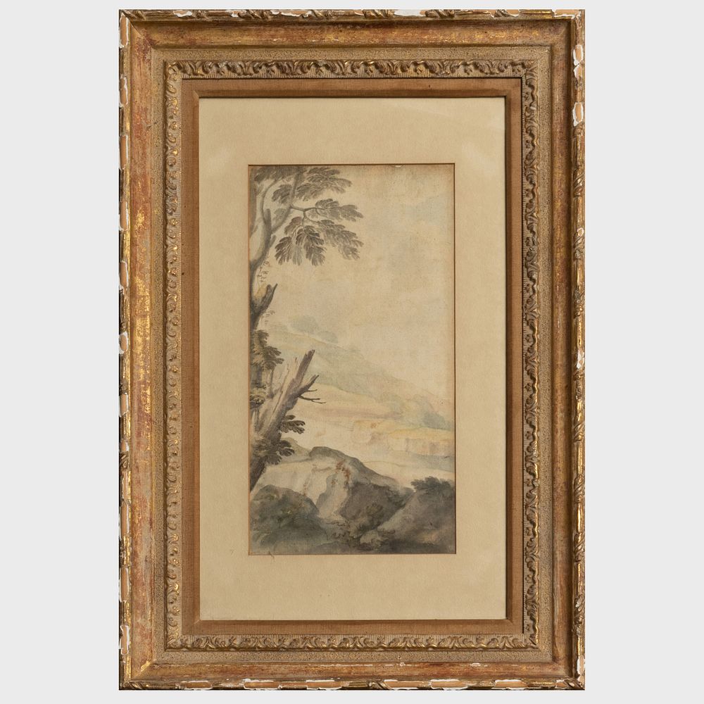 Appraisal: Attributed to tienne Poitreau - Landscape of a White Background