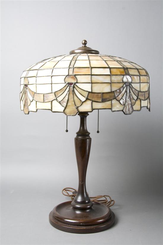 Appraisal: A Leaded Glass Table Lamp Height x diameter inches