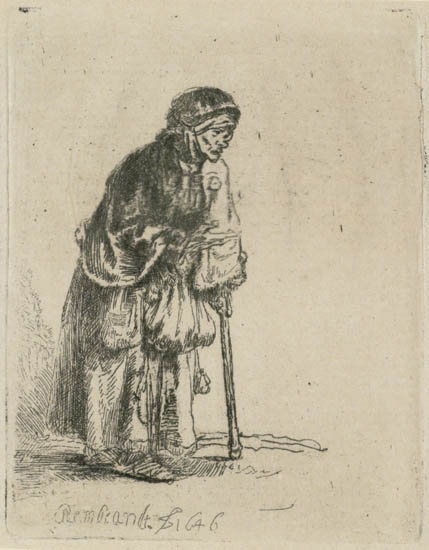 Appraisal: REMBRANDT VAN RIJN Beggar Woman Leaning on a Stick Etching