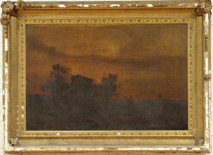 Appraisal: Continental School th C Landscape at Dusk Oil on canvas