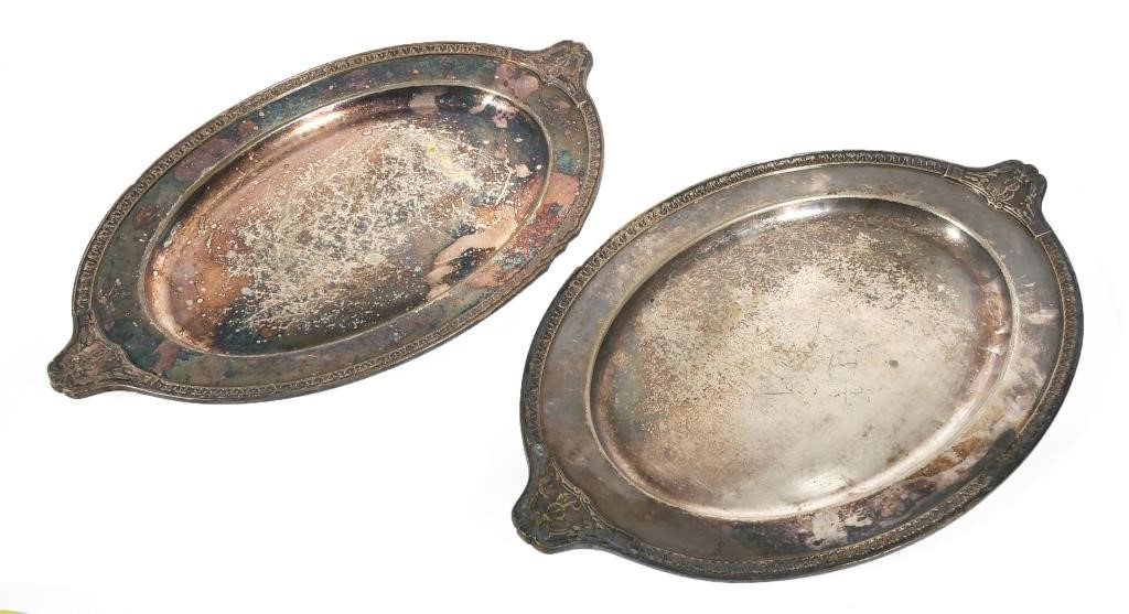 Appraisal: Two x - silverplated Gorham serving trays heavyweight restaurant ware