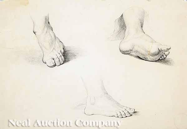 Appraisal: Edward Lear British - Academy Studies of Male Feet pencil