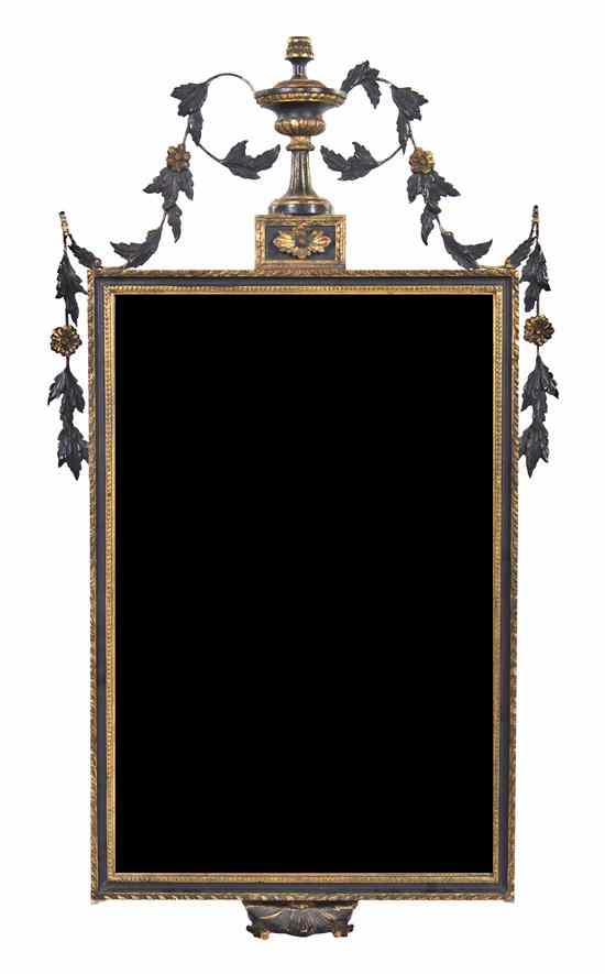 Appraisal: A Neoclassical Style Painted and Parcel Gilt Mirror having an