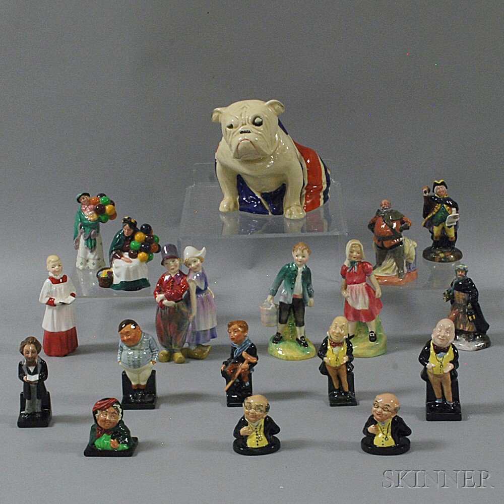 Appraisal: Eighteen Royal Doulton Figures including a bulldog draped in a